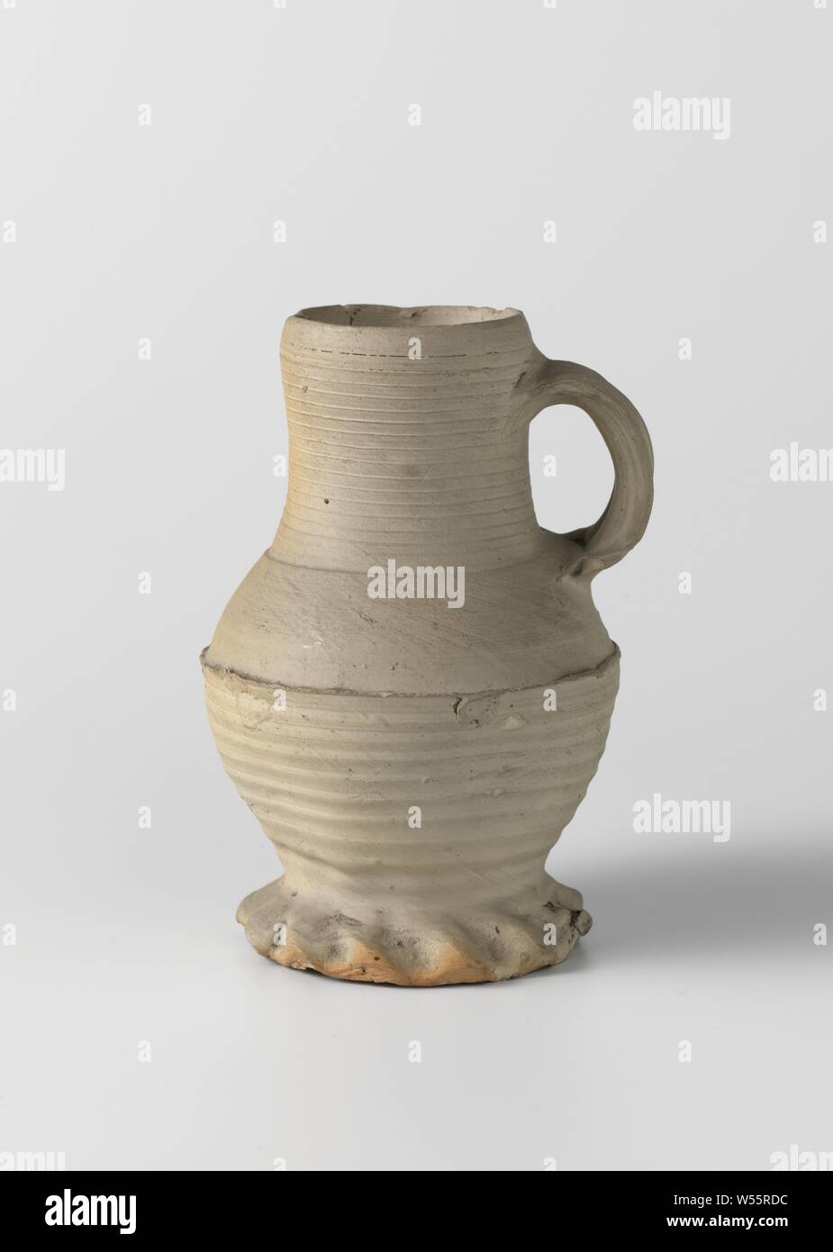 Jug With Shiver Jar Of Stoneware On Wavy Feet With An Egg Shaped Body And Wide Neck The C Shaped Ear Is Attached To The Neck And Shoulder The Jug Is Decorated With Turning