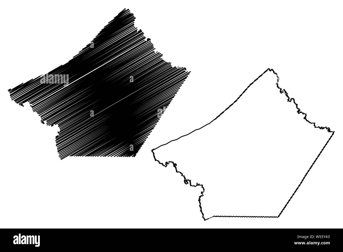 Guadalupe County, Texas (Counties in Texas, United States of America,USA, U.S., US) map vector illustration, scribble sketch Guadalupe map Stock Vector