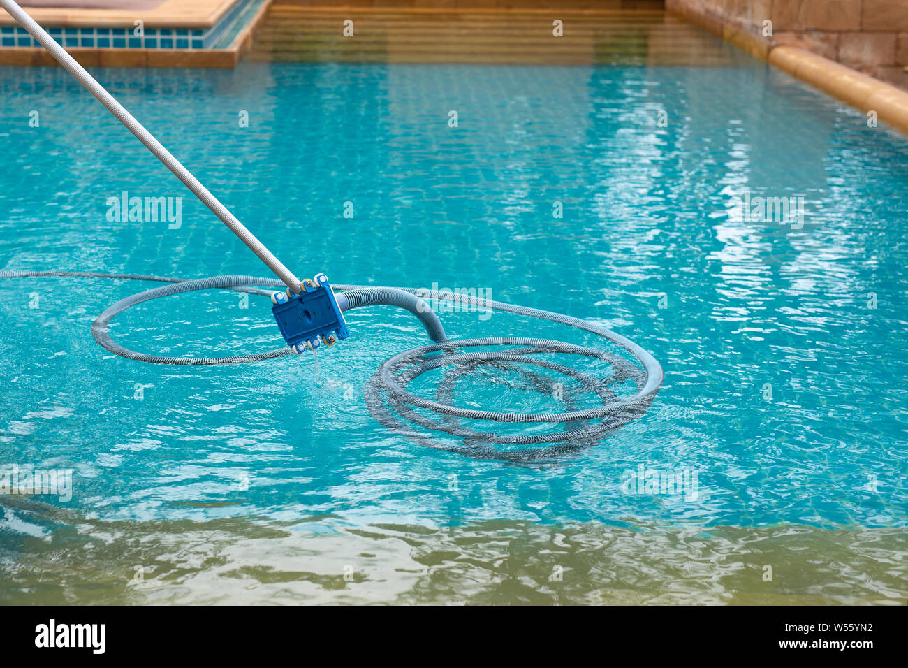 Pool vacuum cleaning dirty in bottom of swimming pool Stock Photo Alamy