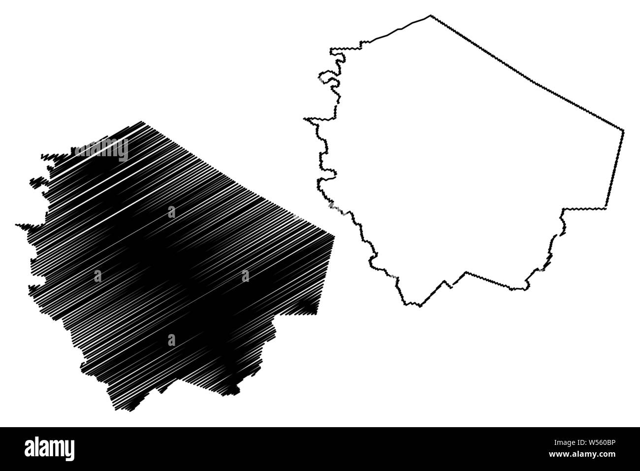 Fort Bend County, Texas (Counties in Texas, United States of America,USA, U.S., US) map vector illustration, scribble sketch Fort Bend map Stock Vector