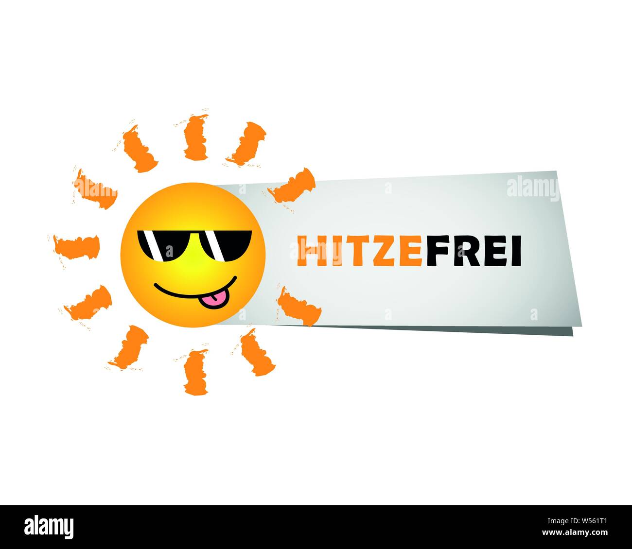 happy smiling summer sun with sunglasses and german text heat free vector Illustration EPS10 Stock Vector