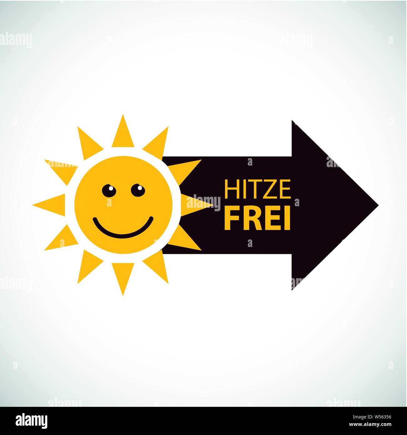 happy smiling summer sun with german text heat free vector Illustration EPS10 Stock Vector
