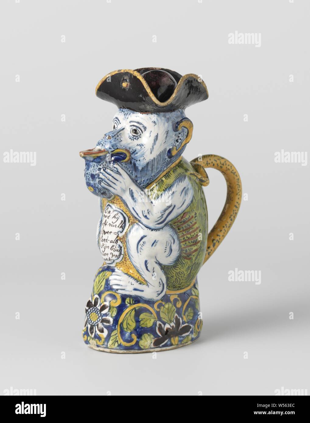 Milk Jug In The Form Of A Monkey Milk Jug Of Faience In The Form Of A Drinking Monkey On His Belly The Inscription Kees Is Good He Gives Milk In Abundance