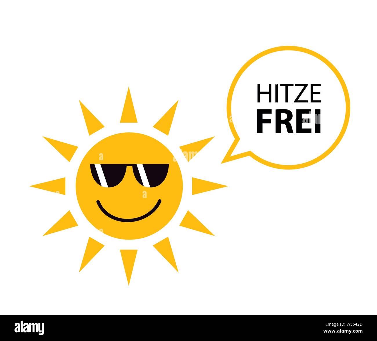 happy summer sun with sungasses and german text heat free vector Illustration EPS10 Stock Vector