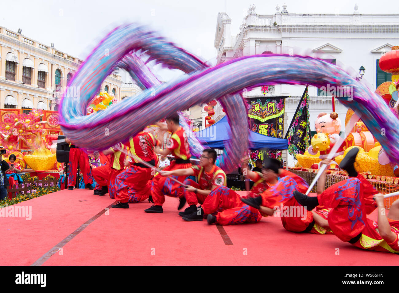 Entertainers perform dragon and lion dance to celebrate the Chinese ...