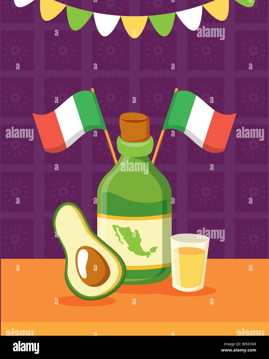 tequila bottle avocado celebration viva mexico Stock Vector Image & Art ...