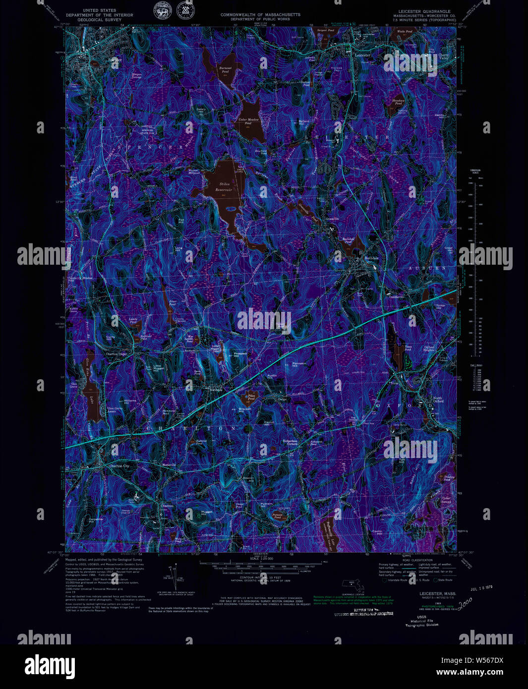 Massachusetts USGS Historical Topo Map MA Leicester 351049 1969 25000