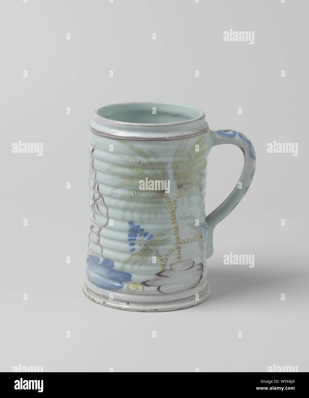 Beer Mug Painted With Quinois Beer Mug Of Multicolored Faience