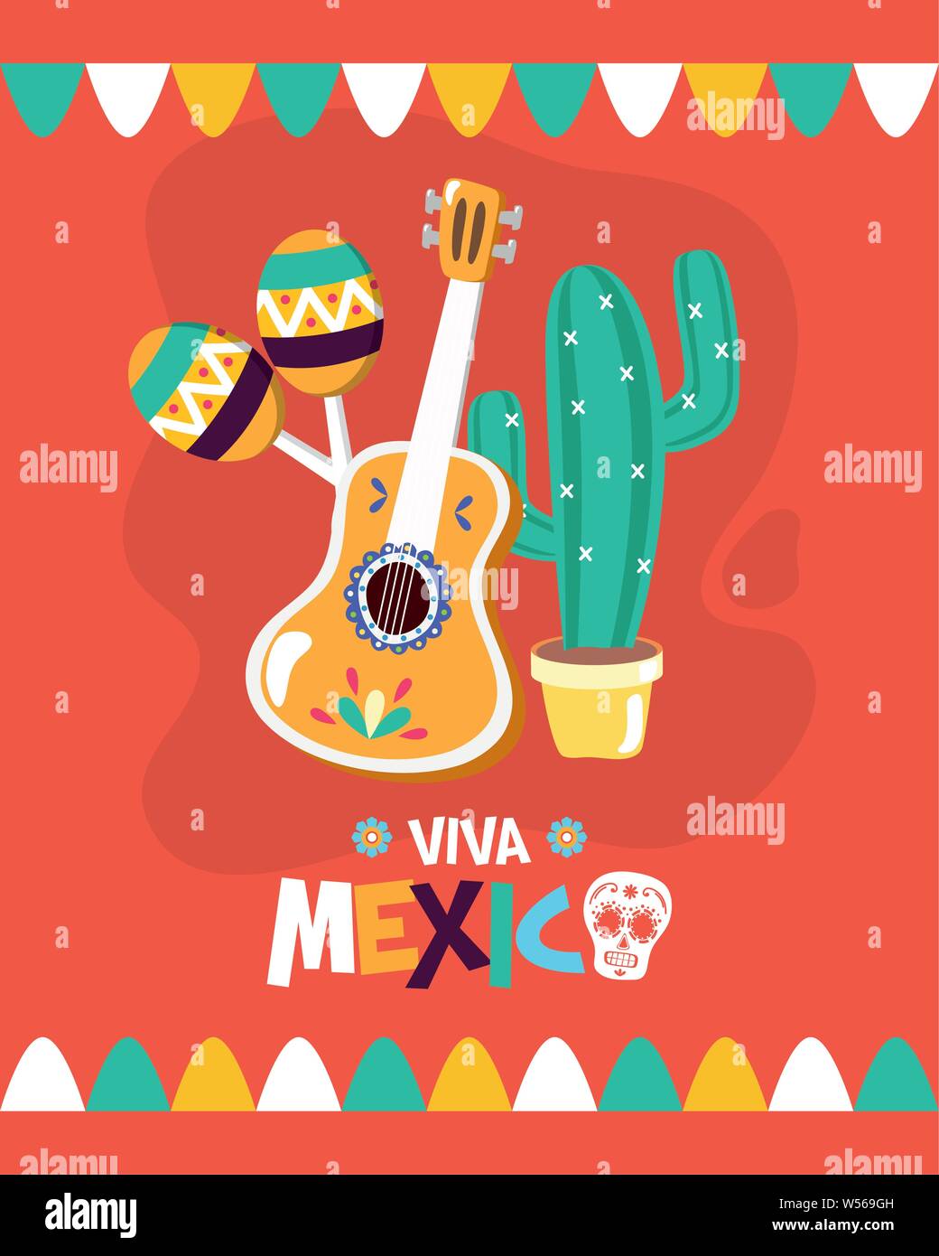 guitar cactus maracas celebration viva mexico Stock Vector Image & Art ...
