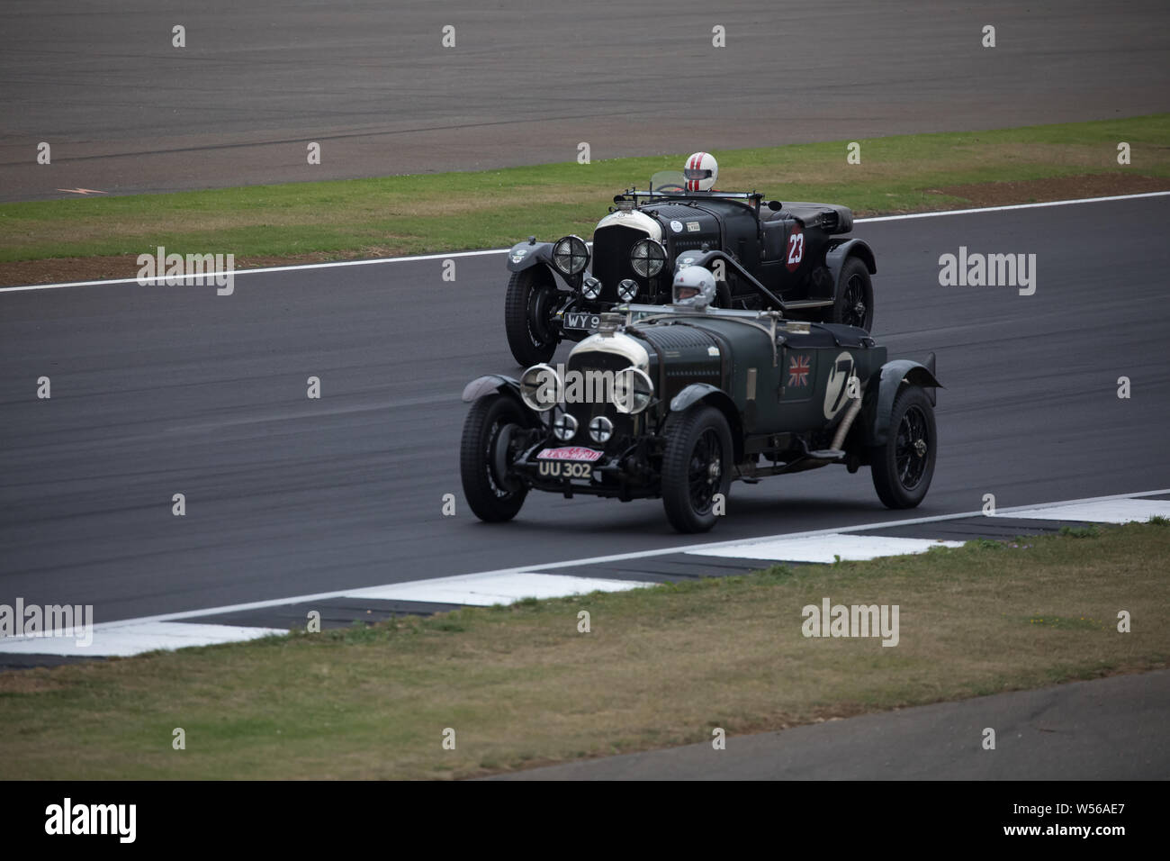 Silverstone, UK. 26th July, 2019. Silverstone Classic qualifying race for the Bentley Centenary Trophy for Pre-War Sports Cars. Credit: Keith Larby/Alamy Live News Stock Photo