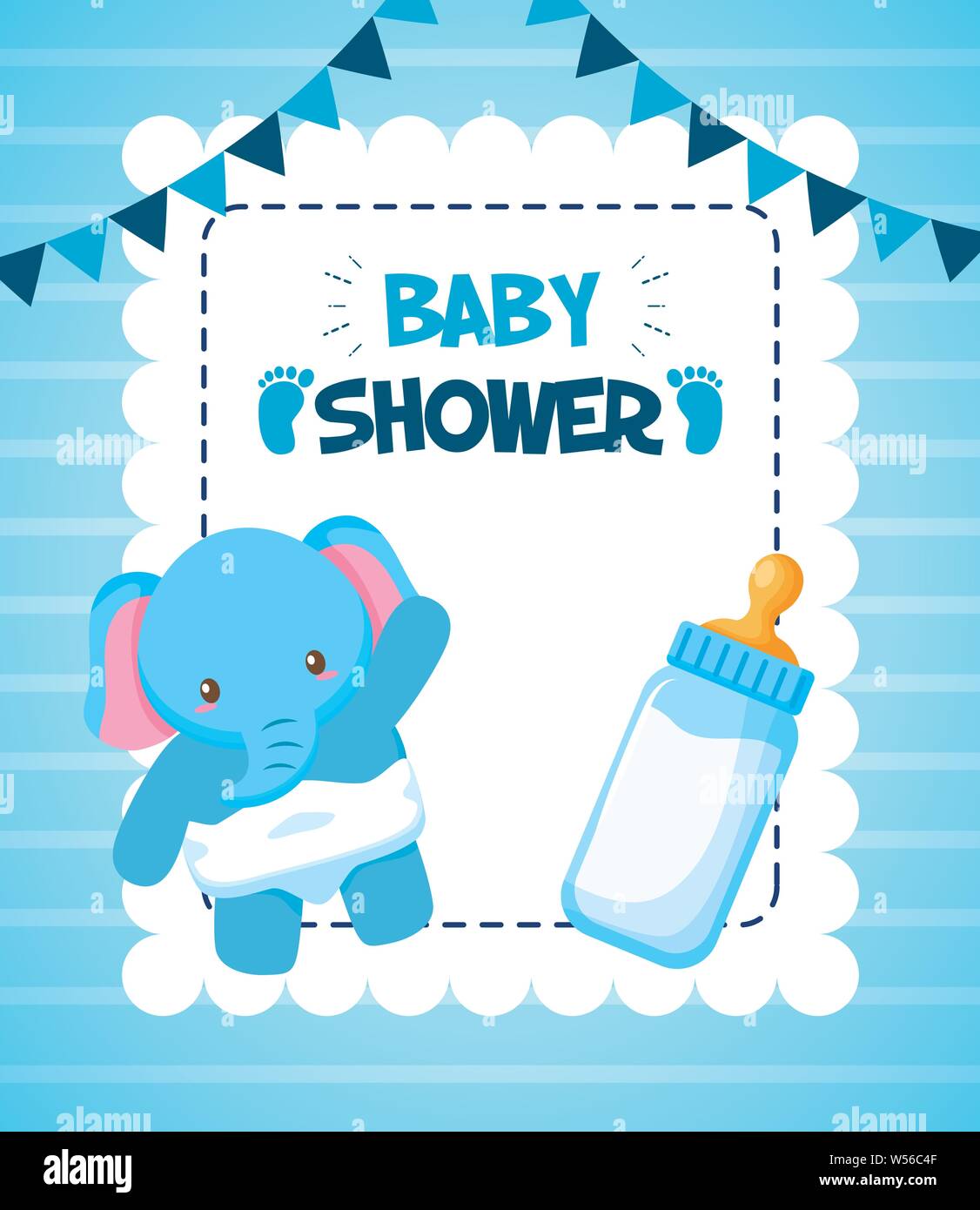 elephant with milk bottle baby shower card Stock Vector Image & Art - Alamy