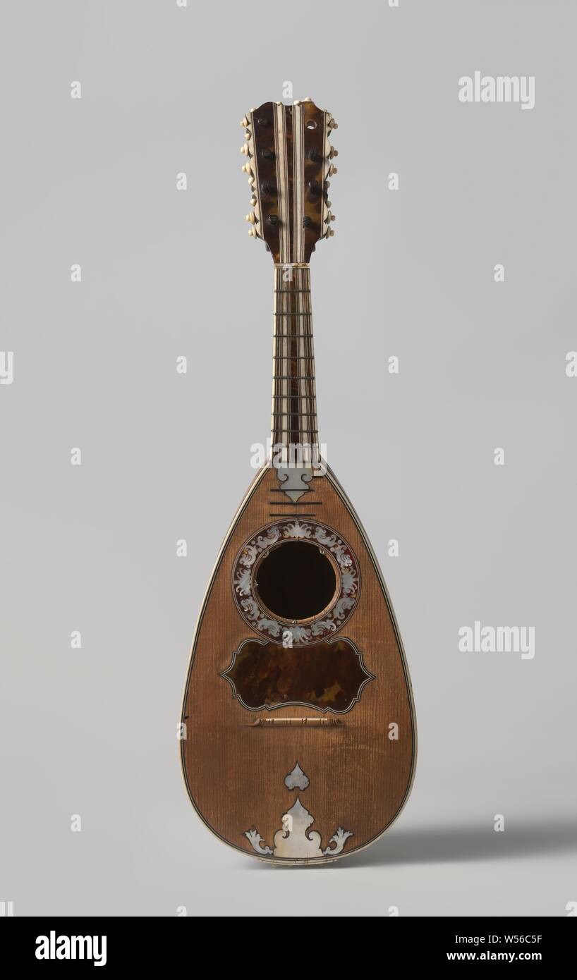 Turtle Shell Mandolin Mandolin of wood, richly decorated with mother-of-pearl, turtle and ...