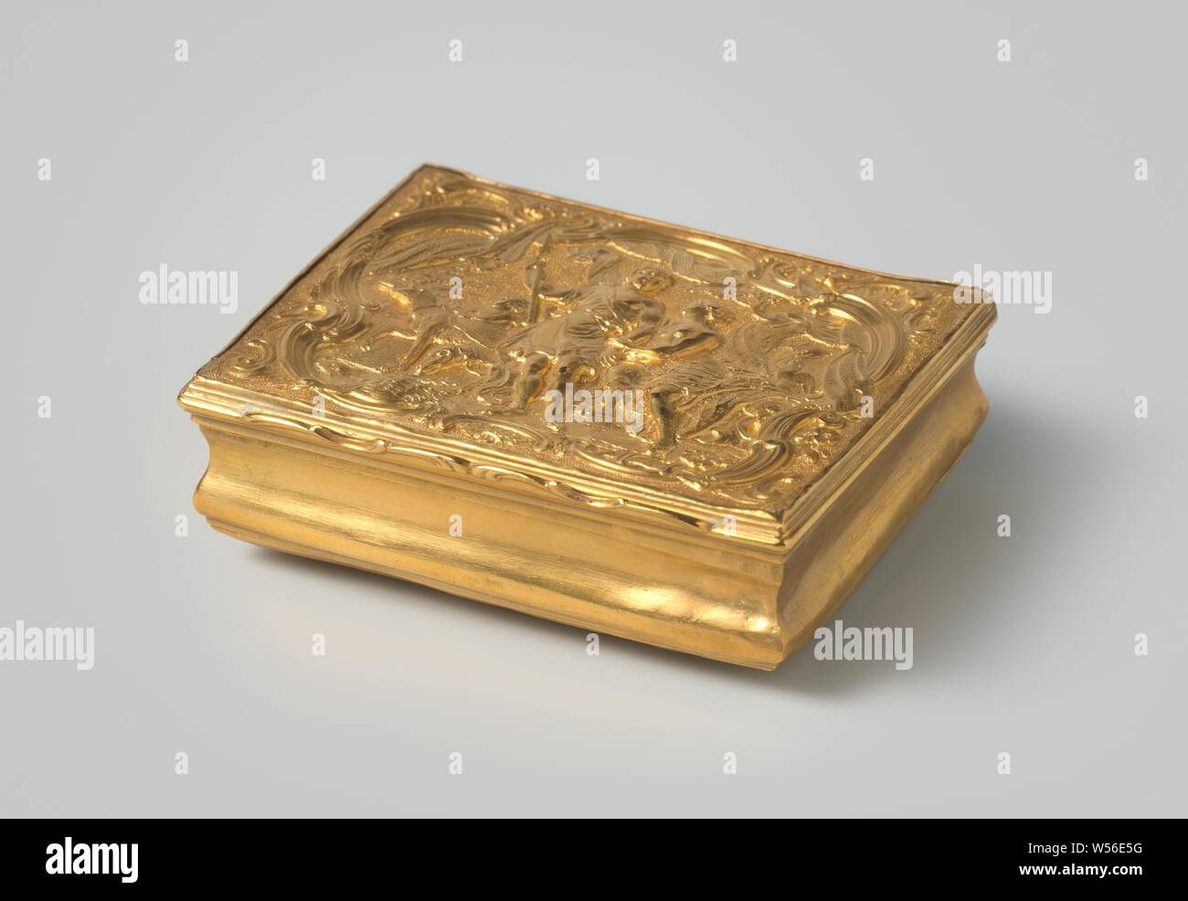 A German Steel & Brass Box with Hunting and Foliate Scenes A German Steel & Brass Box with Hunting and Foliate Scenes