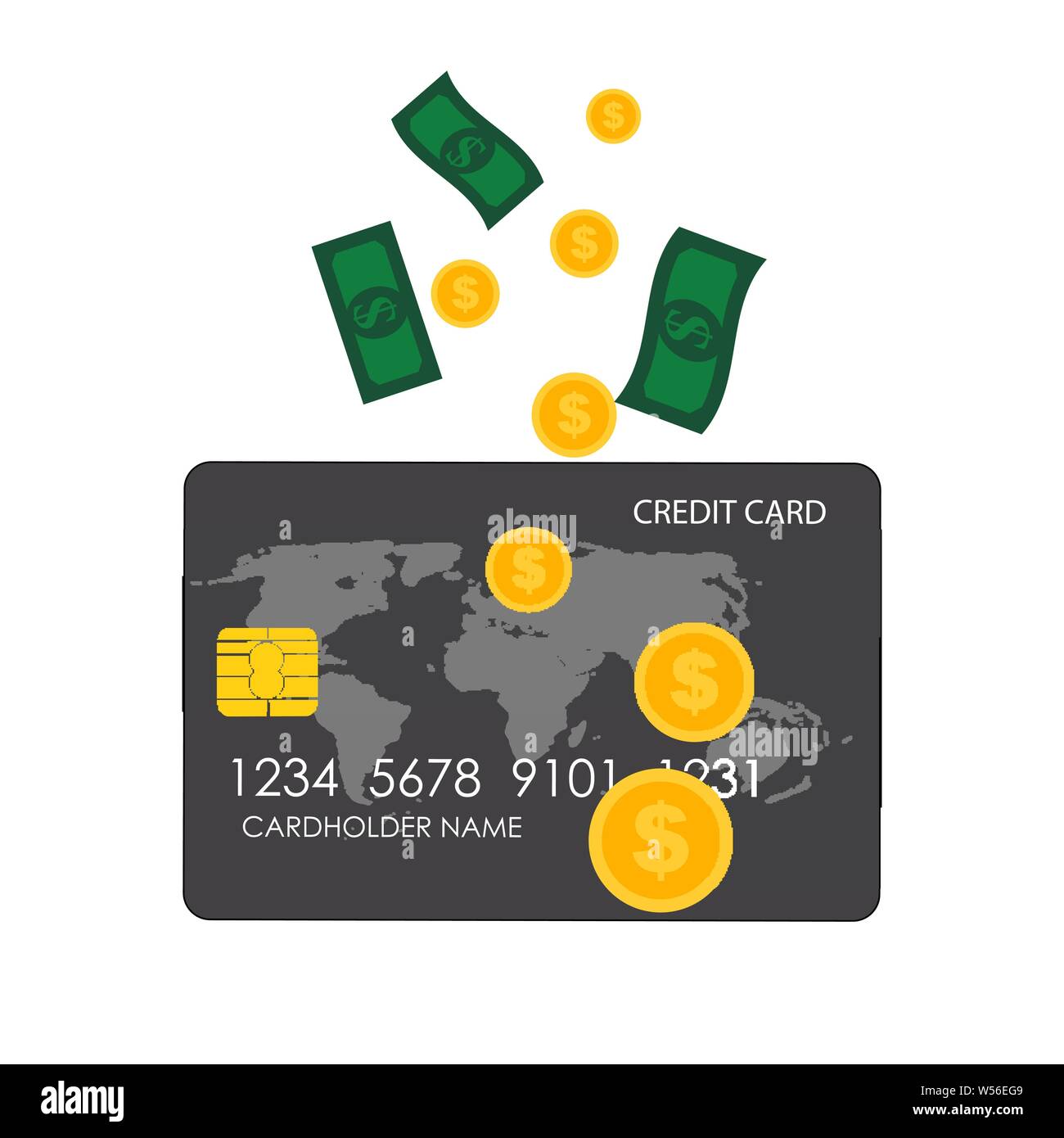 Credit Card Icon Flat Concept Vector Illustration Stock Vector
