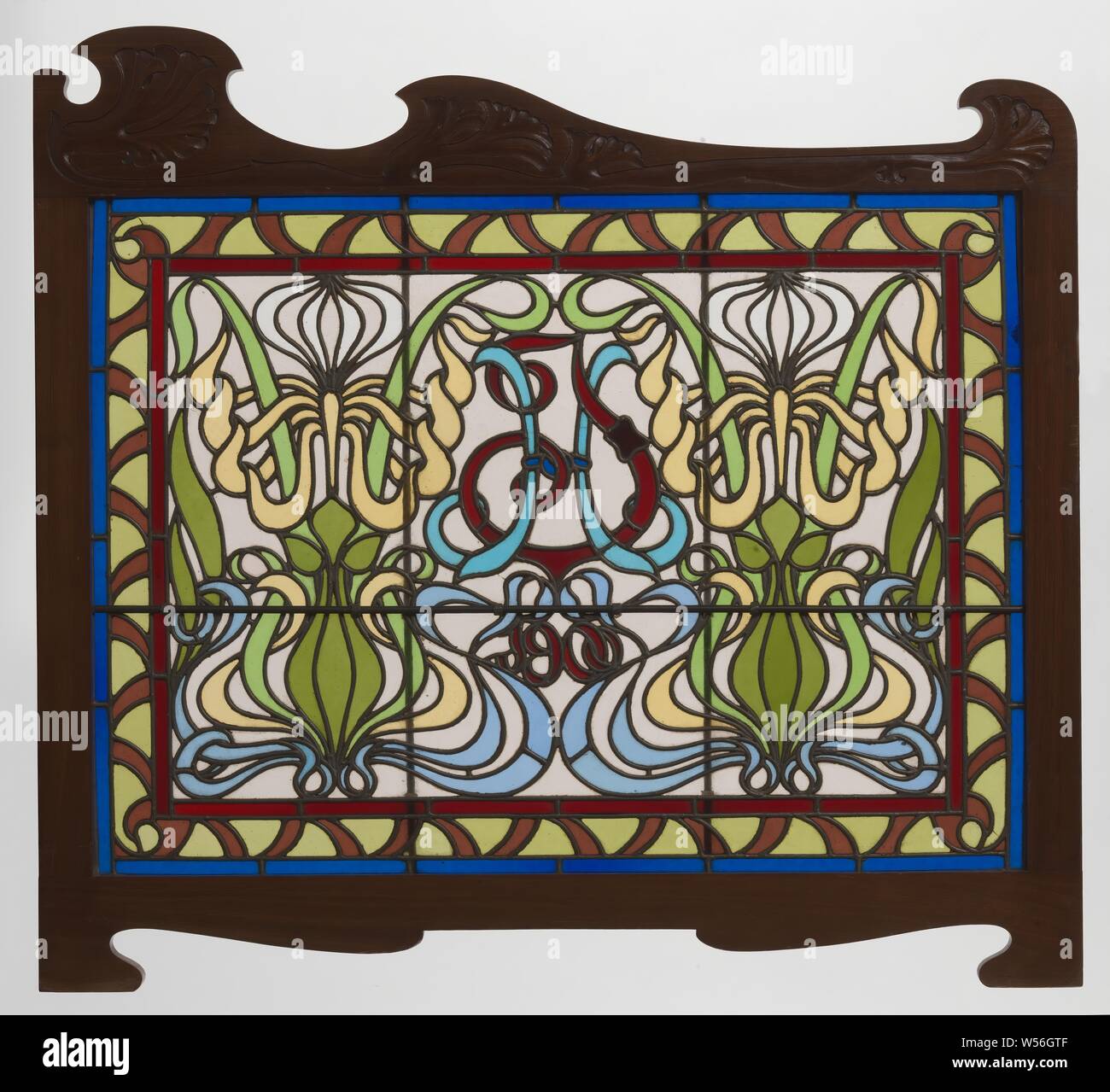 Checker With Floral Motifs And Monogram In The Middle Colored Art
