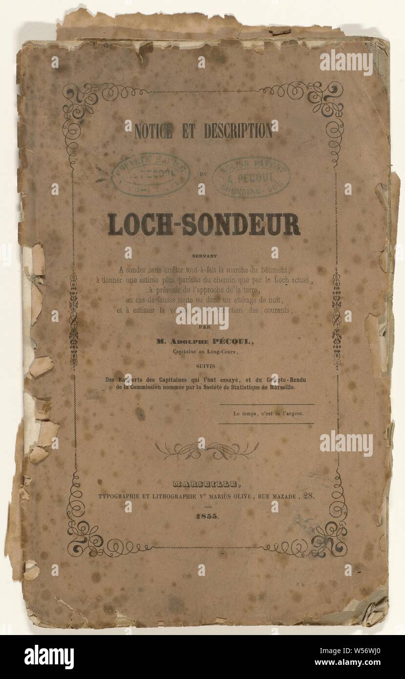 Brochure (title on object), Adolphe Pécoul (mentioned on object), Marseille, 1855, paper, h 24 cm × w 15 cm Stock Photo