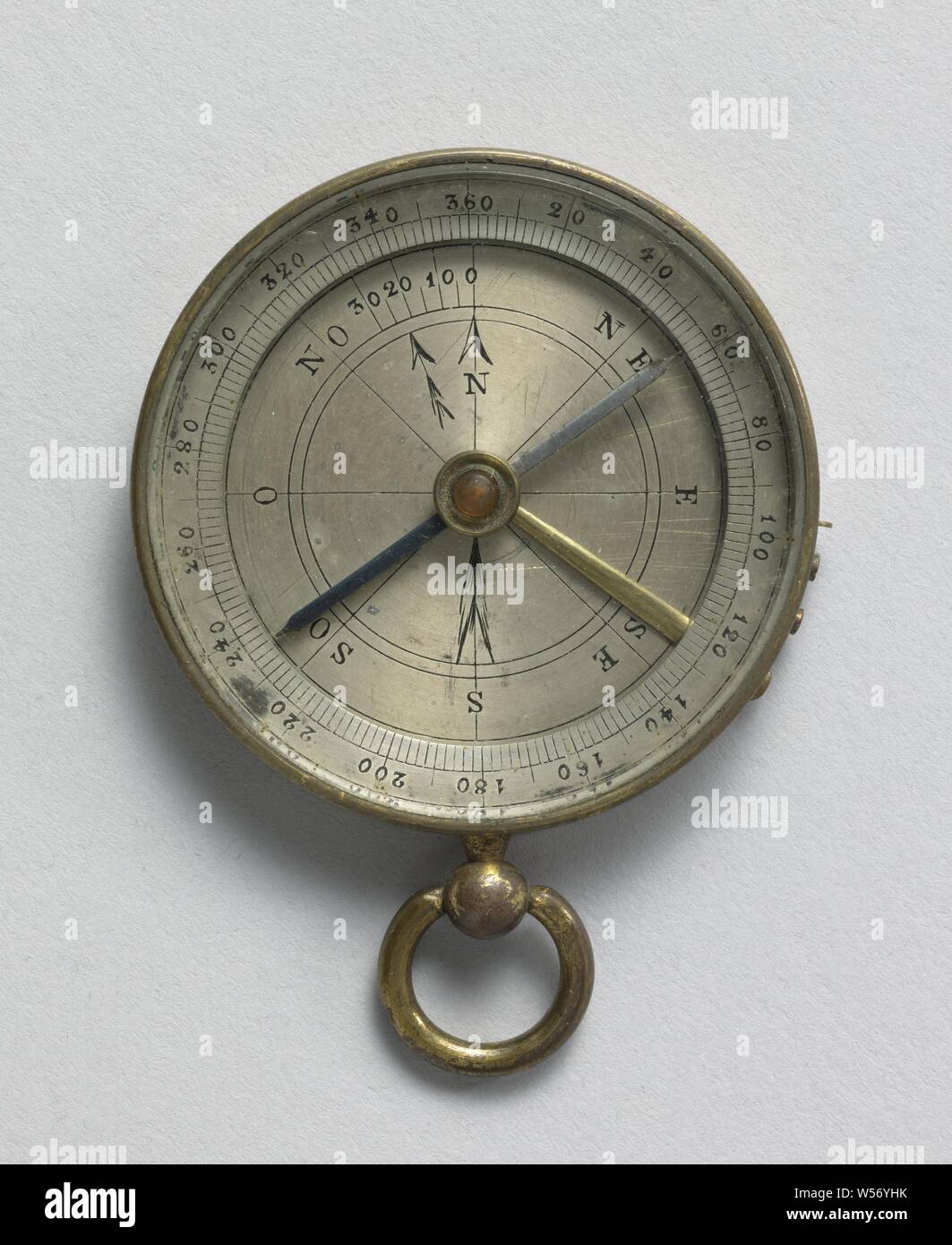 Antique brass compass stock image. Image of isolated, north - 1624275