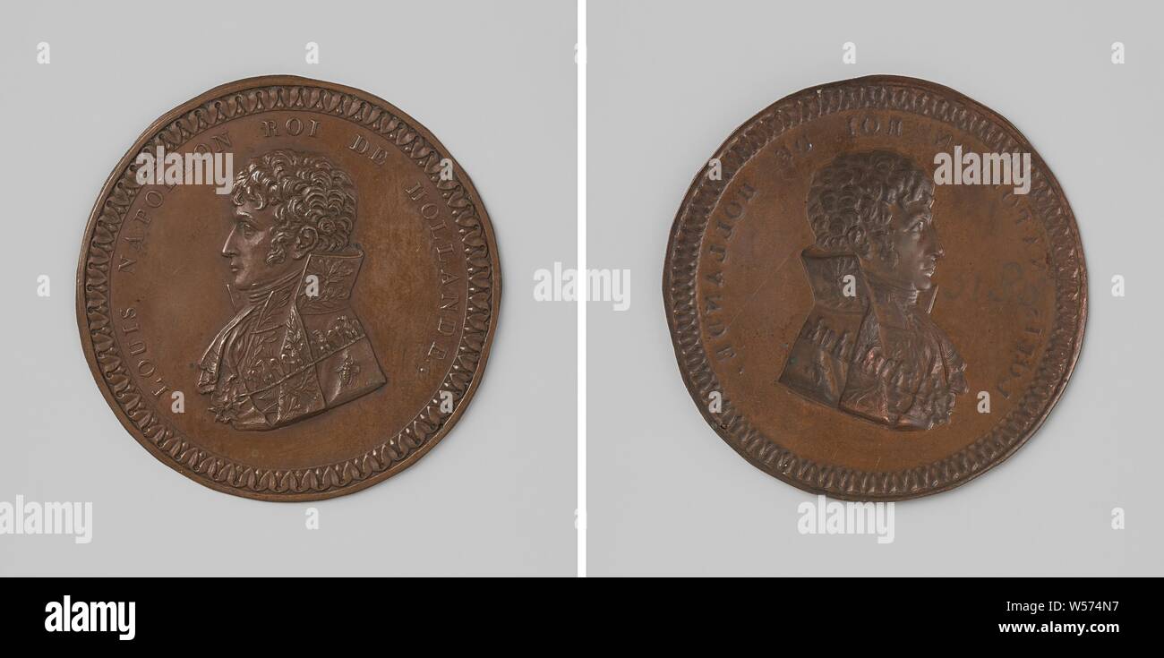 Lodewijk Napoleon, King of Holland, Unilateral Bronze Medal. Front: man's bust inside the inside. Reverse: blank, Louis Napoleon Bonaparte, anonymous, 1806 - 1810, bronze (metal), d 4.5 cm × w 5.18 Stock Photo