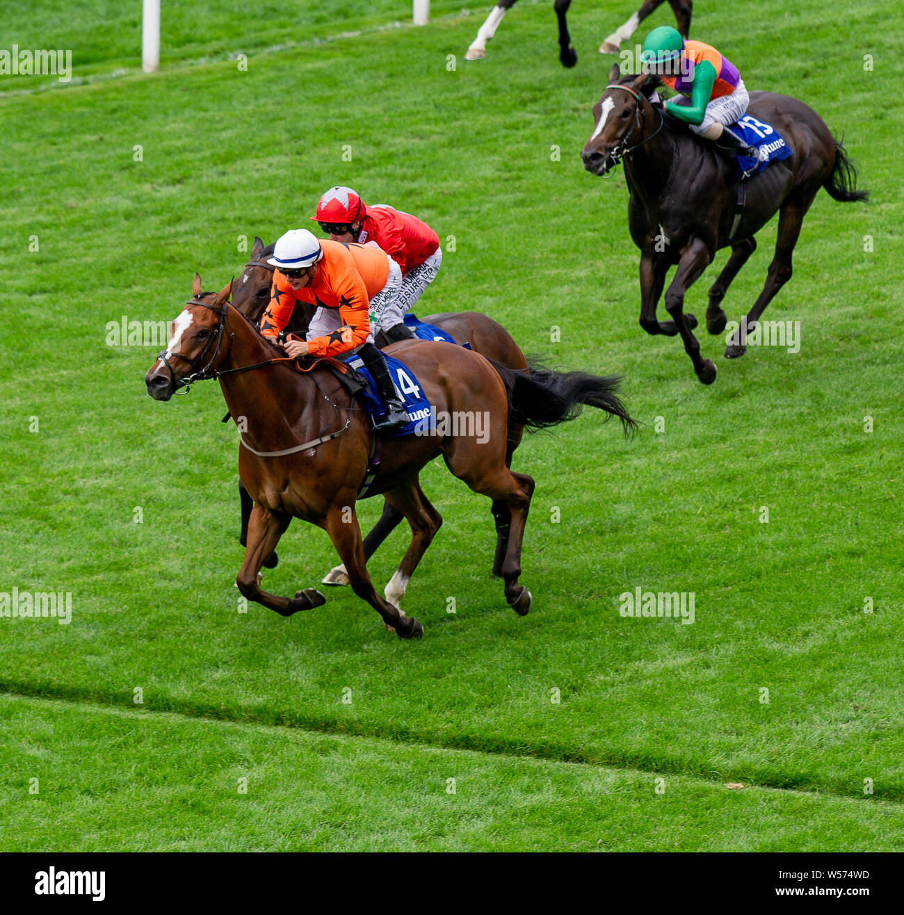 Ascot Racecourse, Ascot, UK. 26th July, 2019. Jockey Kieran O'Neill wins the Neptune Investment Management Supports Child Berevement UK Handicap Stakes on horse Only Spoofing on day one of the QIPCO King George Weekend. Credit: Maureen McLean/Alamy Live News Stock Photo