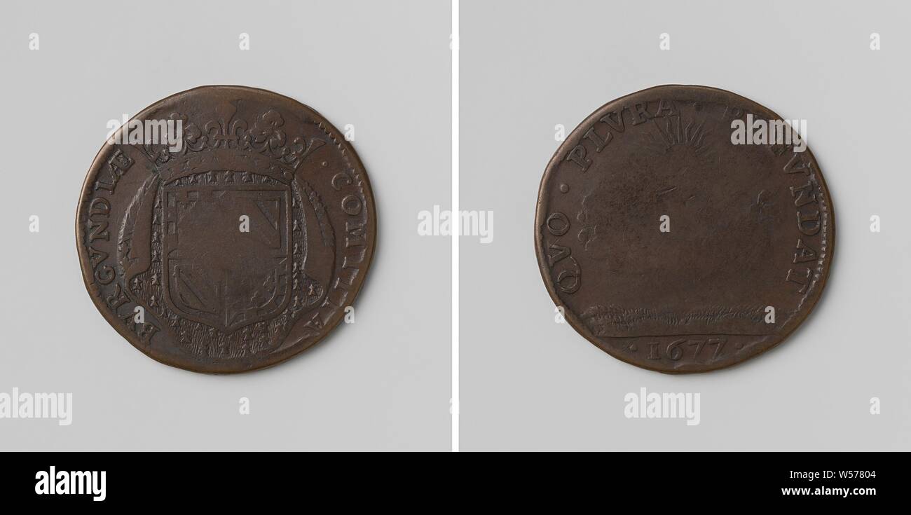County of Burgundy, Copper Medal., anonymous, 1677, copper (metal), striking (metalworking Stock Photo