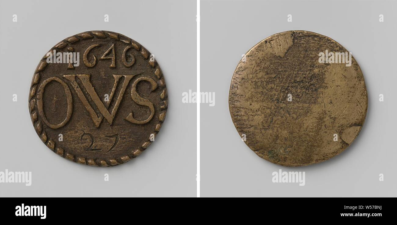 Oude West Sijde, The Hague, Bronze medal, anonymous, Netherlands, 1646, bronze (metal), striking (metalworking Stock Photo