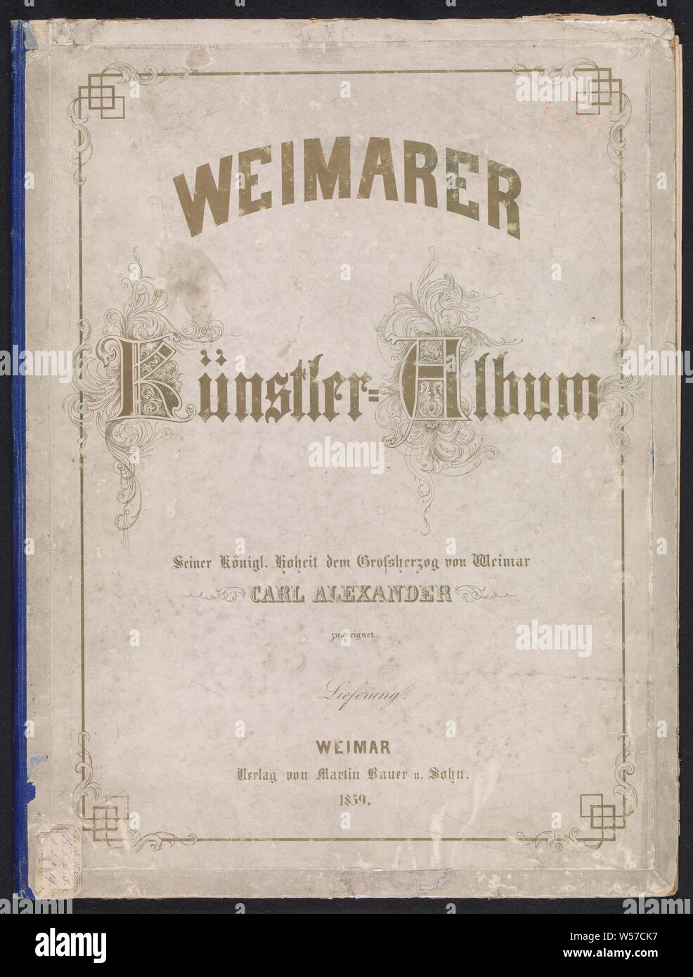 Weimarer Künstler-Album (title on object), landscapes with waters, waterscapes, seascapes (in the temperate zone), rural housing, eg country house, villa, cottage, bridge, 1859, paper, photographic paper, cardboard, albumen print, h 420 mm × w 315 mm × t 6 mm Stock Photo