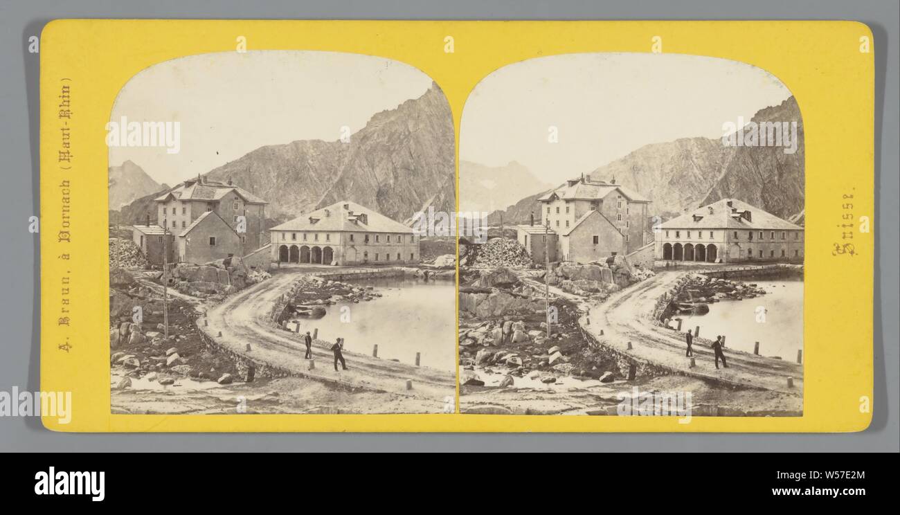 Route du St. Gothard. Le Saint-Gothard, l'hospice and l'hotel Prosa,  Adolphe Braun, Switzerland, 1850 - 1880 Stock Photo - Alamy