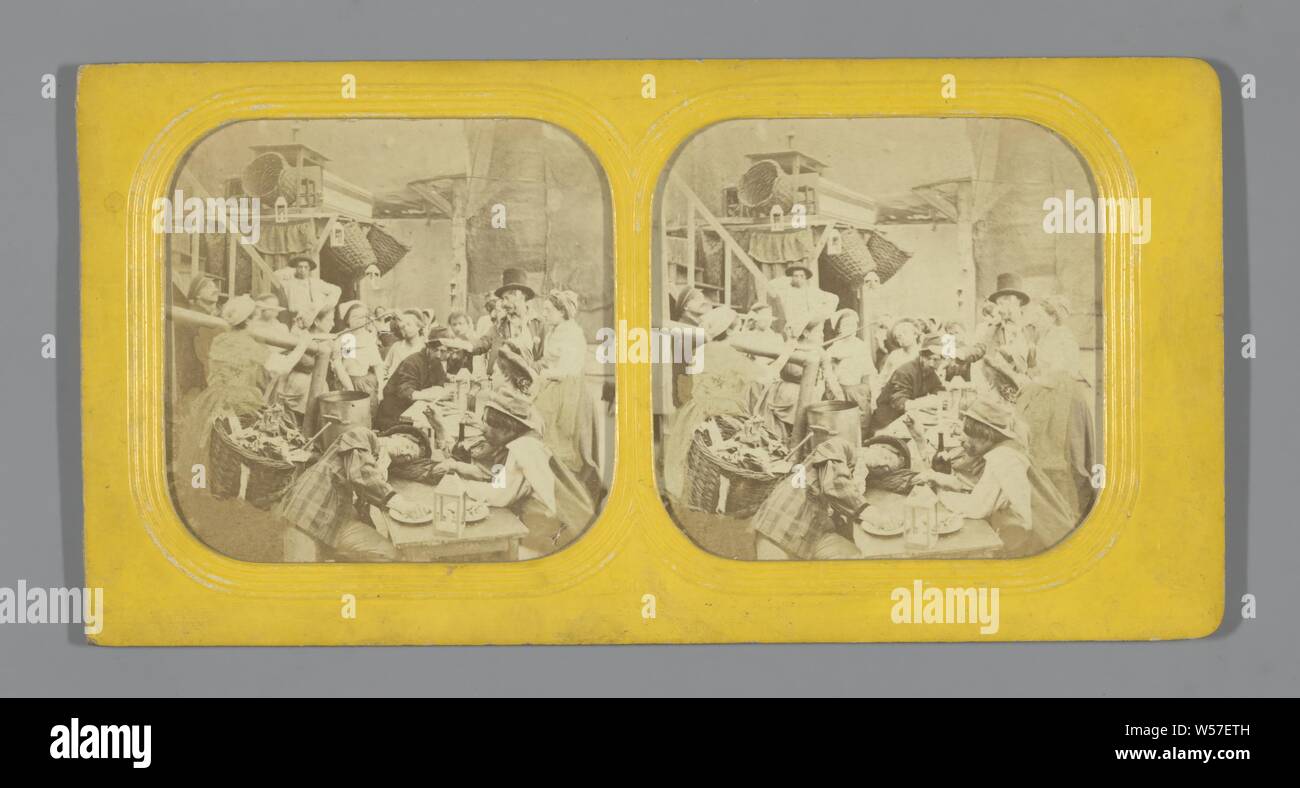 Pub scene: drunks at the table, Charles Gaudin, 1860 - 1880 Stock Photo