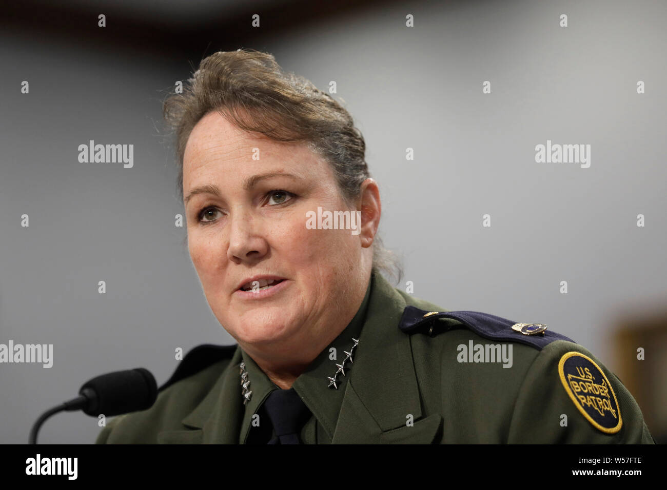 Chief of the U.S. Border Patrol Carla Provost testifies before the House Committee on Appropriations during a Border Patrol Oversight hearing on Capitol Hill July 24, 2019 in Washington, D.C. Stock Photo