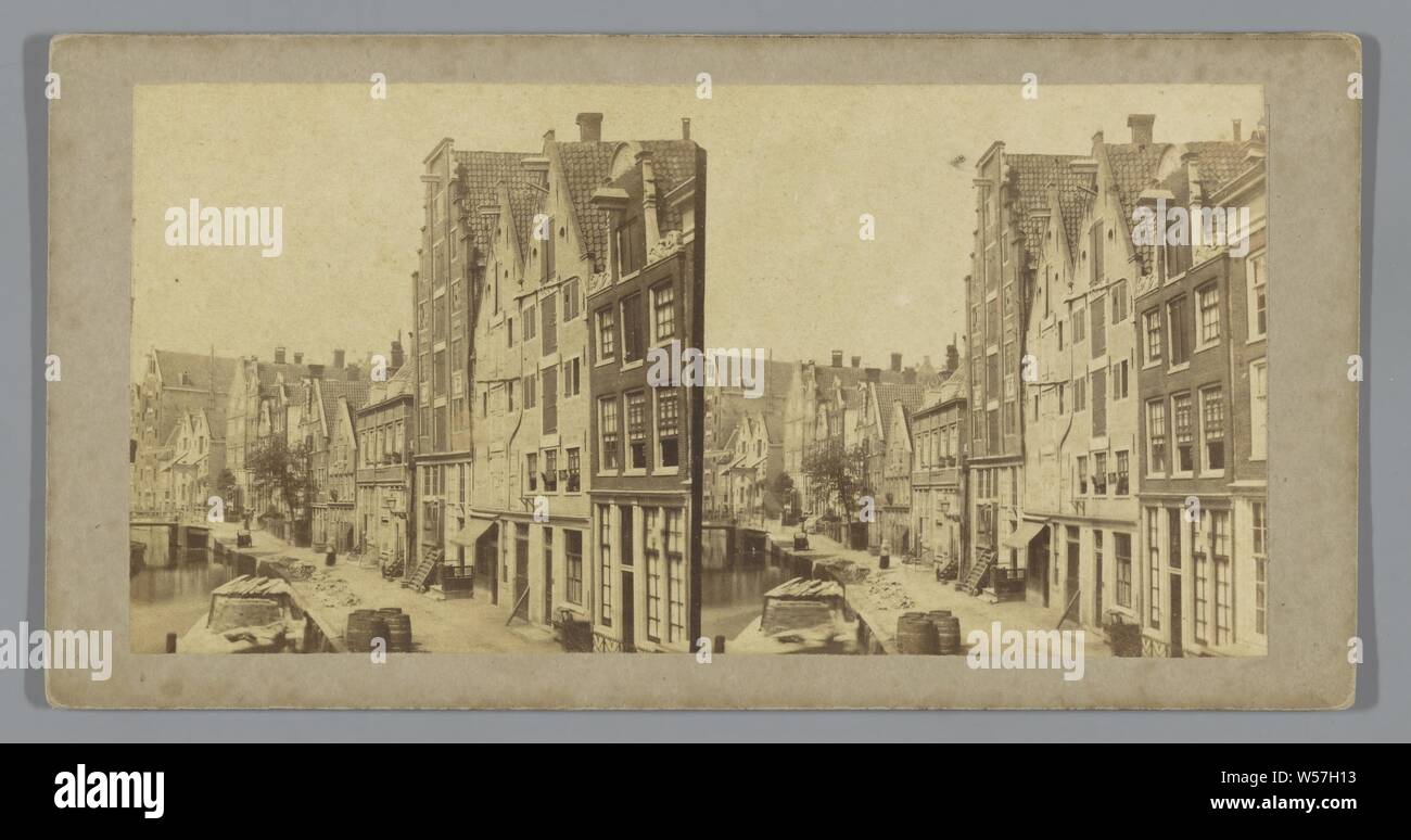 N.Z. Achterburgwal, Gedempt 1867. Nu Spuistraat and Hekelveld, Amsterdam, Hollande (series title), Nieuwezijds Achterburgwal, Henri Plaut (possibly), before 7-Aug-1858, photographic paper, cardboard, albumen print Stock Photo