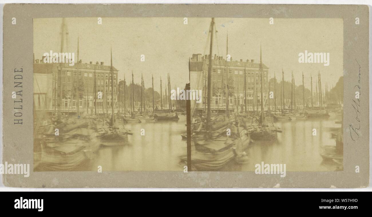 Vue prize a Rotterdam / Nieuwe Haven, Hollande (series title), harbor, Rotterdam, Henri Plaut (possibly), Paris, before 7-Aug-1858, photographic paper, cardboard, albumen print Stock Photo