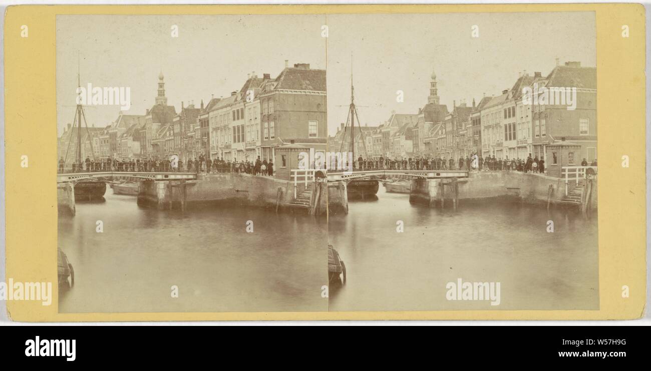View of the Bellamy Kade and Nieuwendijk, Vlissingen, Vlissingen. In the background the Sint Jacobskerk, Flushing, Pieter Oosterhuis (attributed to), 1860 - 1880 Stock Photo