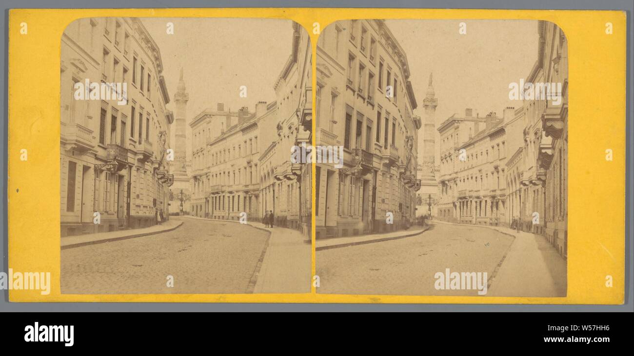 Brussels, Colonne du Congres and Rue de Ligne, BT, 1860 - 1870 Stock Photo