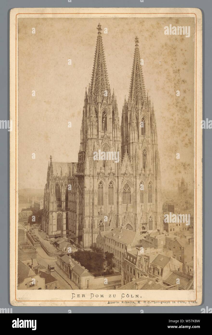 View of Cologne Cathedral Dom zu Coln (title on object), dome, architecture, Dom (Cologne), A. Schmitz (Anselm) (mentioned on object), Dom, 1883, cardboard, photographic paper, albumen print, h 168 mm × w 108 mm Stock Photo