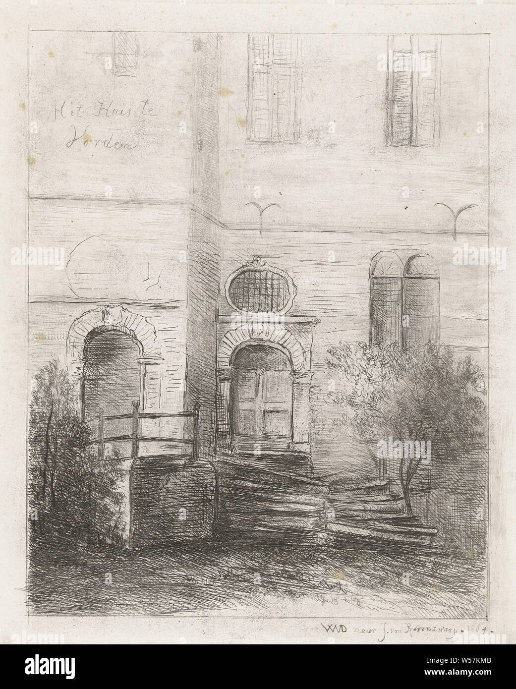 Facade of house in Vorden The House in Vorden (title on object), façade ( or house or building), Vorden, Willem Matthias Jan van Dielen (mentioned on object), Netherlands, 1864, paper, etching, h 308 mm × w 249 mm Stock Photo