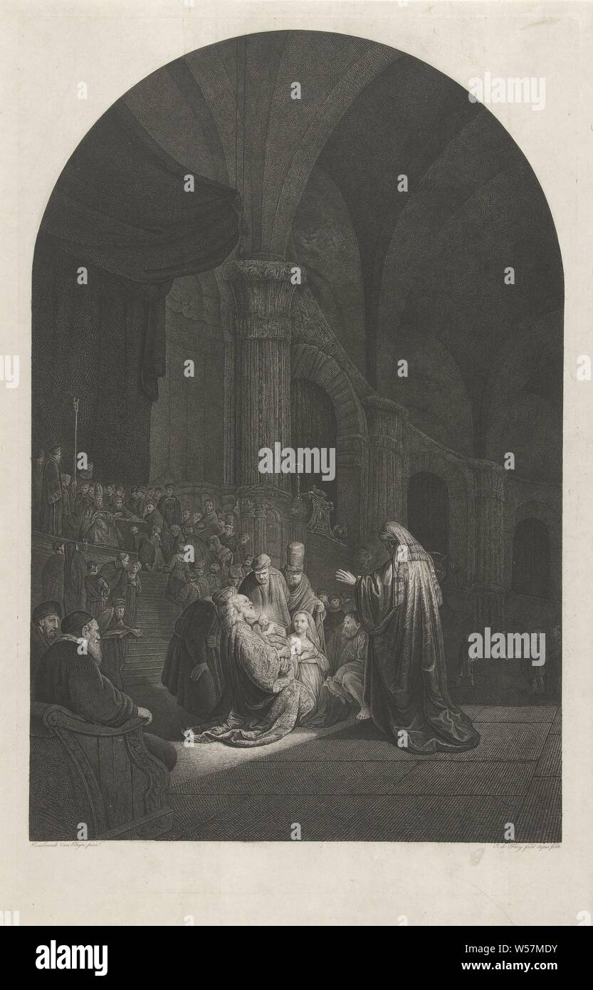 Simeon in the temple, In the temple, Simeon kneeling in the high priest