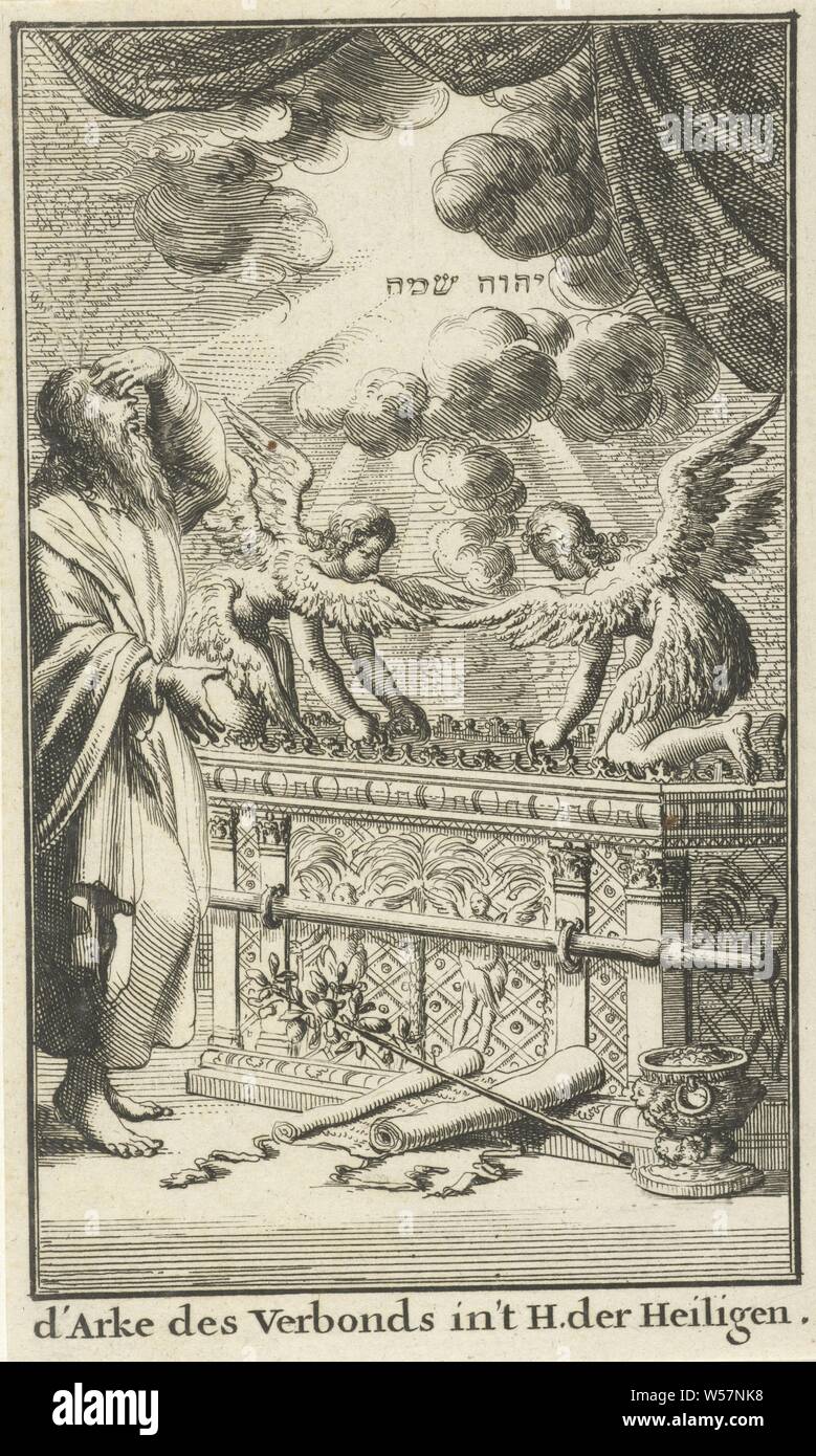 Ark of the Covenant Ark of the Covenant in the Holy of Holies (title on object), Ark of the Covenant, Jewish religion, Jan Luyken, Amsterdam, 1683, paper, etching, h 142 mm × w 85 mm Stock Photo
