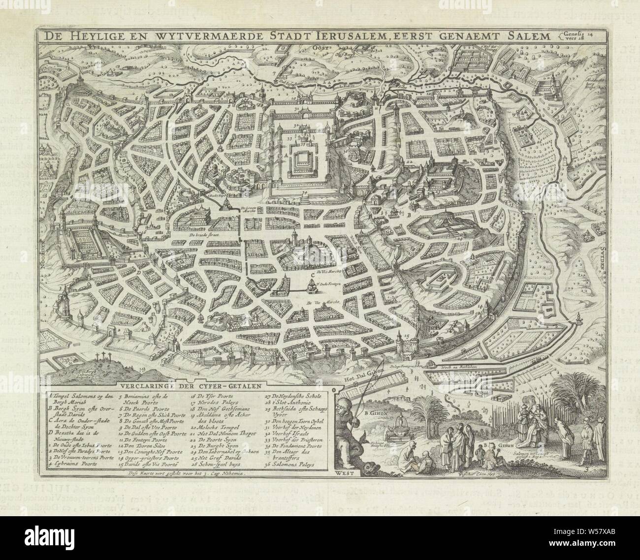 Map of Jerusalem, The Heylige and Wytvermaerde Stadt Ierusalem, First Name  Salem (title on object), Den