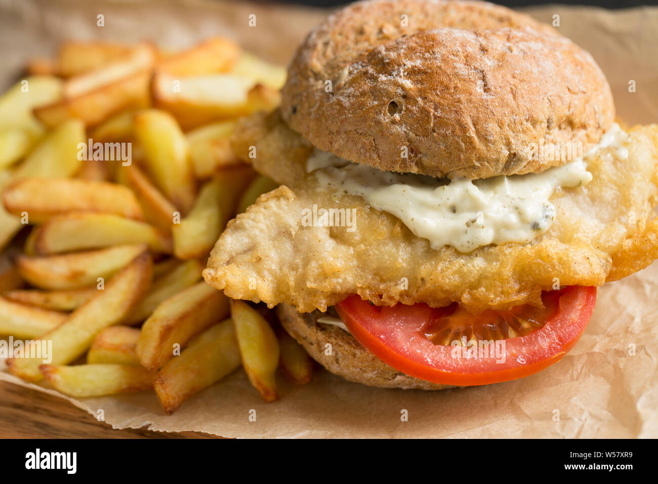 Two fillets of mackerel, that have been dipped in