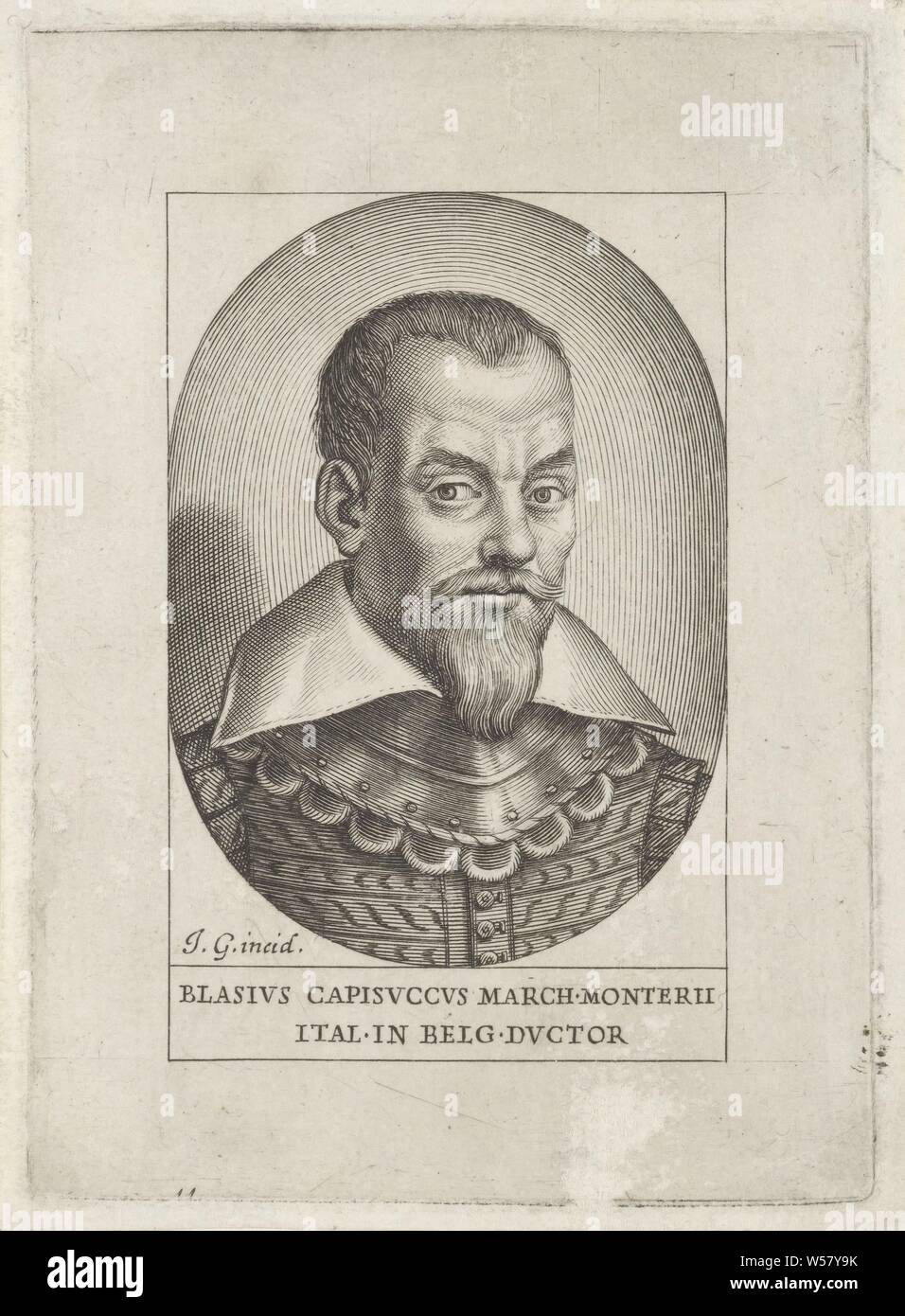 Portrait of Biagio Capizucchi Portraits (series title), historical persons, Biagio Capizucchi, Joseph Greuter (mentioned on object), Italy, c. 1650, paper, engraving, h 131 mm × w 95 mm Stock Photo