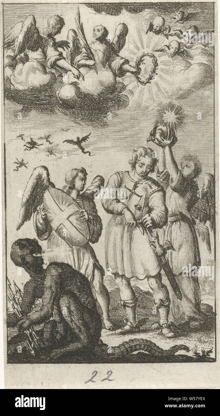Christian Knight Twenty-four scenes from the New Testament (series title), the Christian knight, 'Miles Christianus', anonymous, 1681 - 1762, paper, etching, h 119 mm × w 67 mm Stock Photo