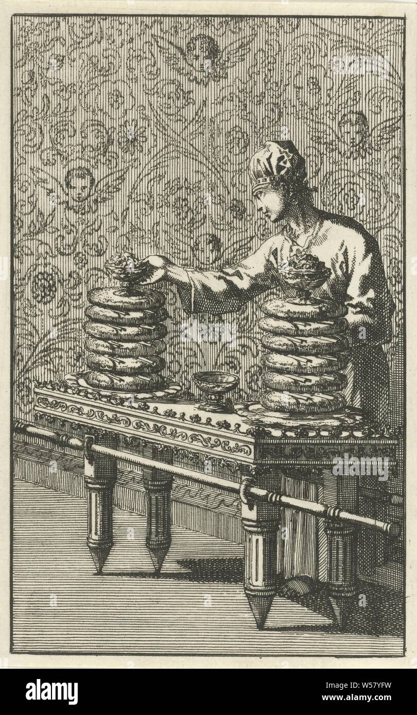 Table of showbreads, table of the showbread in the Tabernacle, Jewish religion, anonymous, 1683 - 1762, paper, etching, h 136 mm × w 86 mm Stock Photo