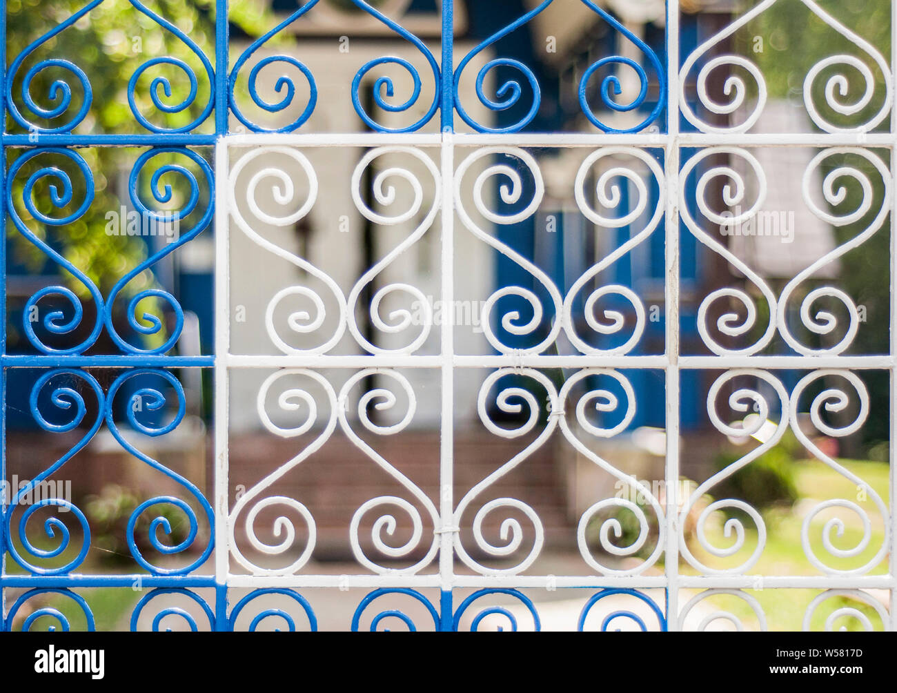 White-blue pattern on a blurred background Stock Photo