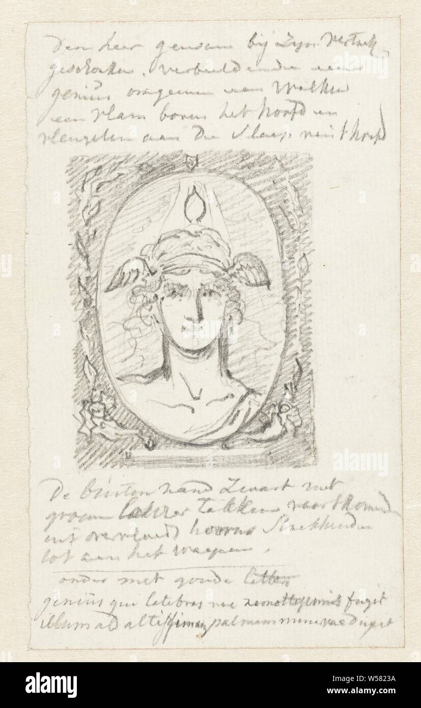 Head of a genius, Good Genius, 'Genio Buono' (Ripa), Jurriaan Andriessen, 1752 - 1819, paper, graphite (mineral), h 156 mm × w 93 mm Stock Photo