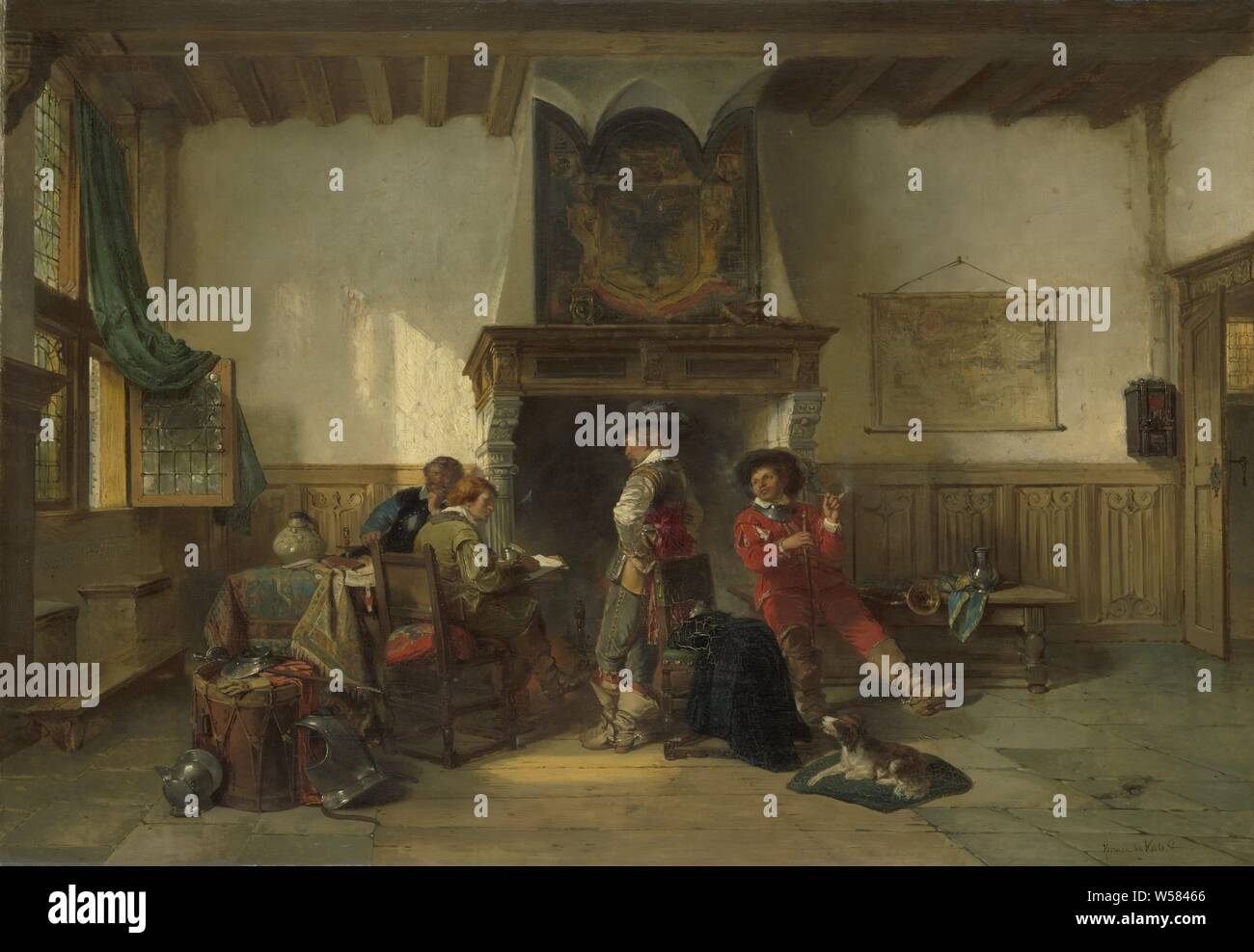Soldiers In A Guardsroom Waiting Room With Four Soldiers At