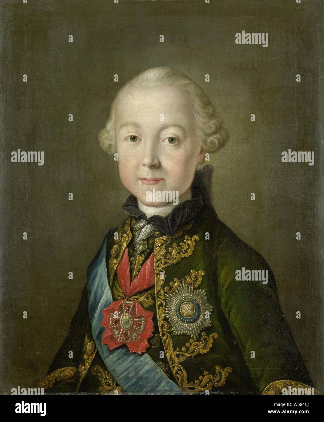 Portrait of Paul I, Emperor of Russia, at a young age, Portrait of Paul I (1754-1801), emperor of Russia, at a young age Bust, and face., anonymous, Germany, c. 1765, canvas, oil paint (paint), h 57 cm × w 46 cm d 8.5 cm Stock Photo