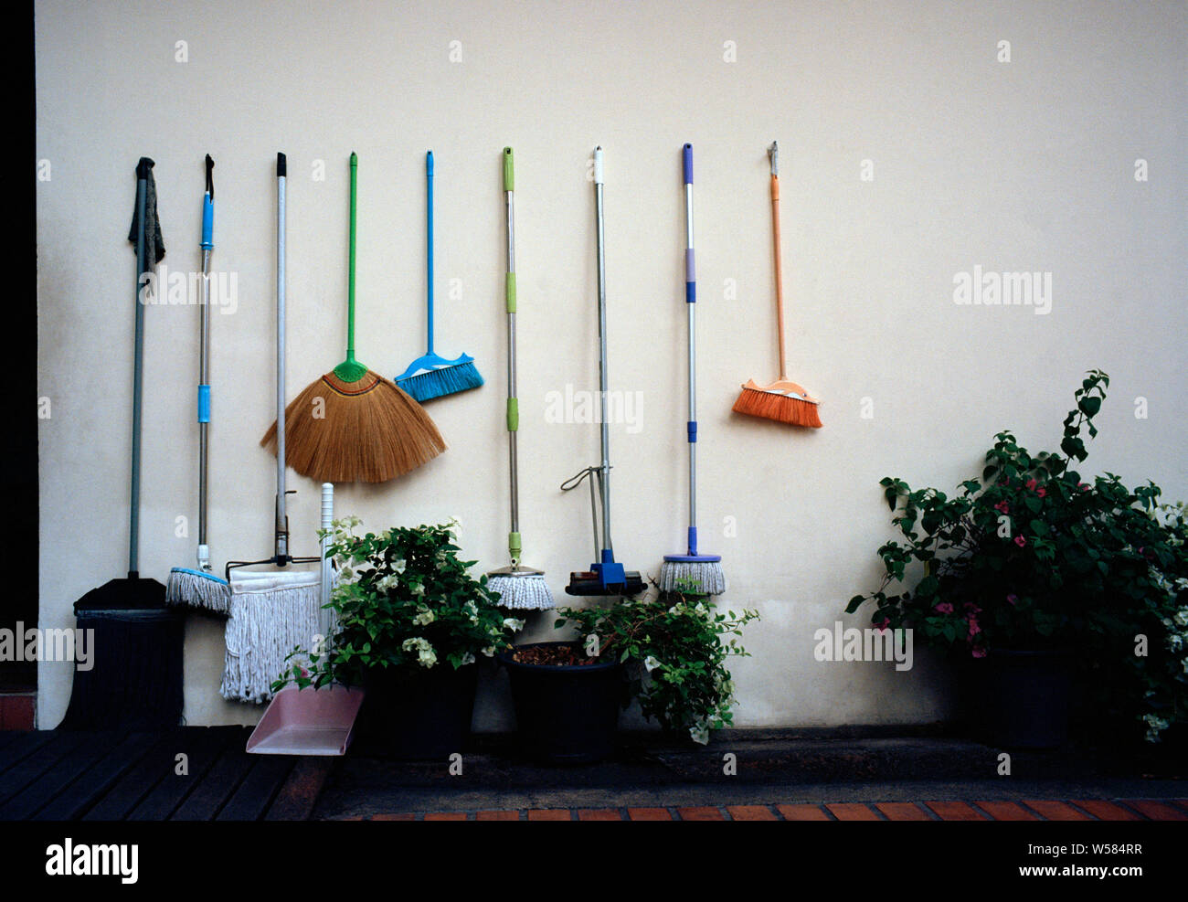 Cleaning at Wat Prayoon in Bangkok in Thailand in Southeast Asia Far East. Stock Photo