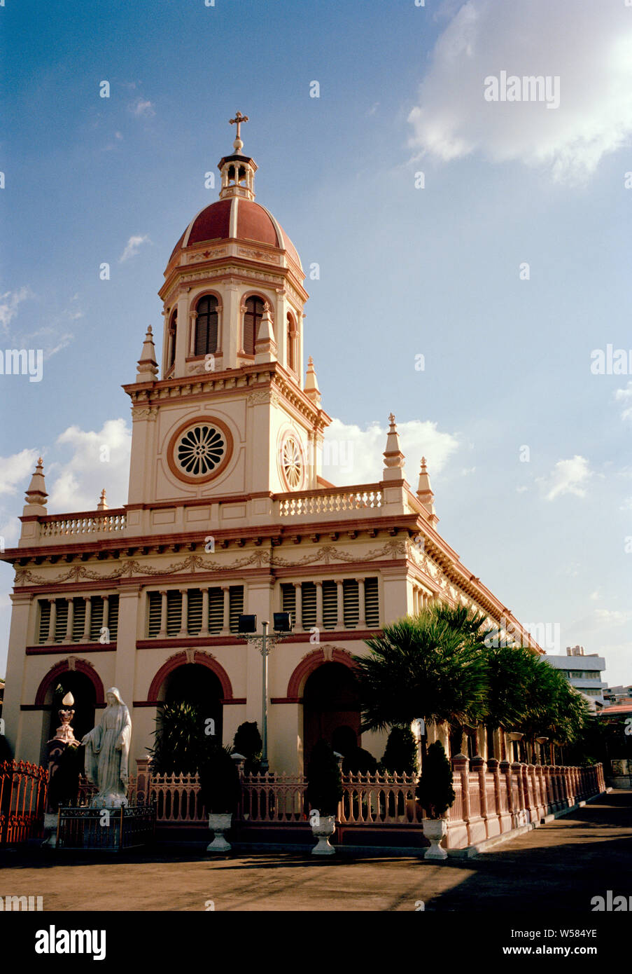 The Portuguese Santa Cruz Holy Cross catholic Church in Bangkok in Thailand in Southeast Asia Far East. Travel Stock Photo