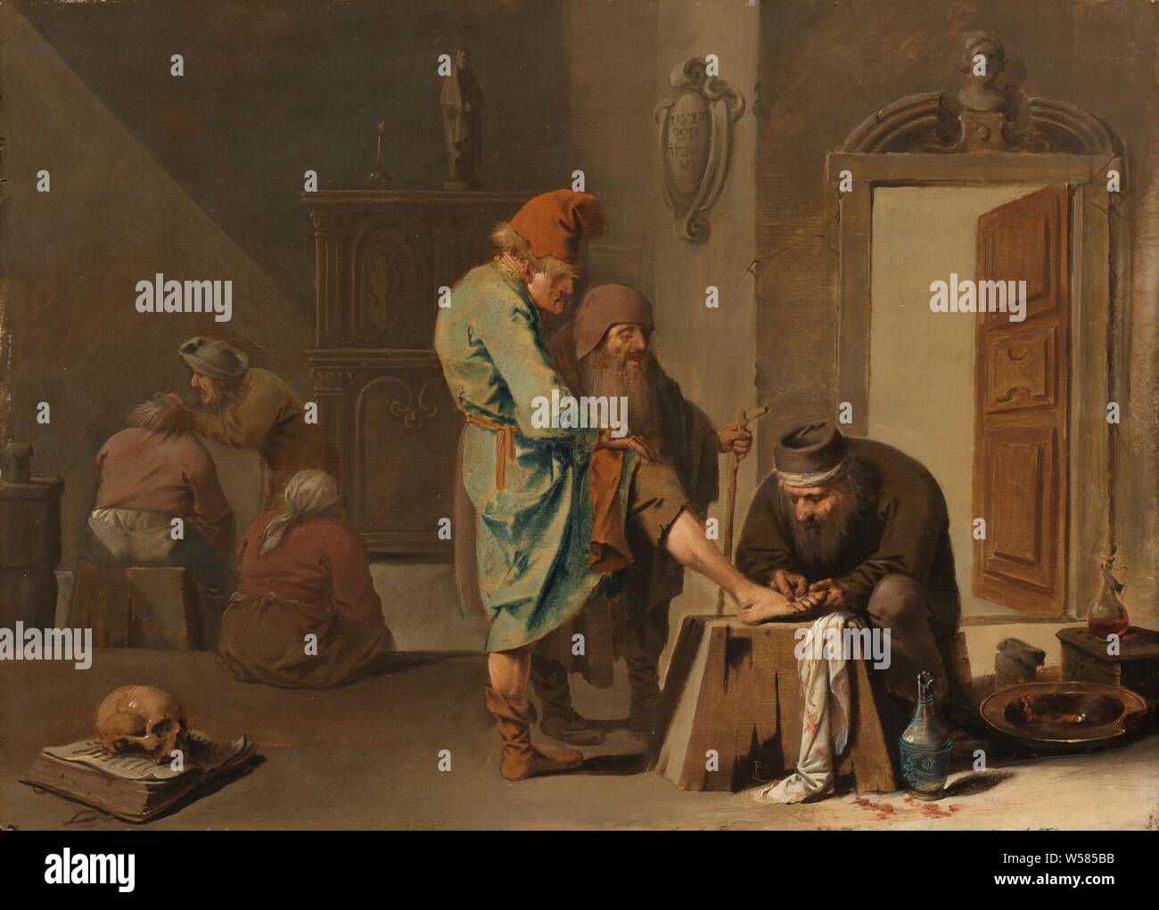 The Foot Operation The Foot Operation In An Interior A Surgeon Looks At The Foot Of An Old Man On The Right Are A Metal Jug And Shaving Board On The Floor