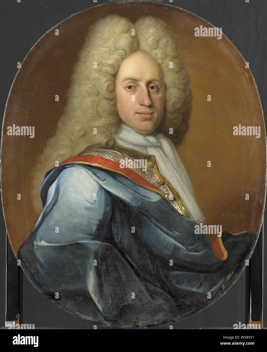 Hieronymus Josephus Boudaen, Lord of St Laurens and Popkensburg, Portrait of Hieronymus Josephus Boudaen, lord of St Laurens and Popkensburg. Bust, with a long white wig, historical persons, Johan George Collasius (mentioned on object), 1700 - 1750, canvas, oil paint (paint), h 77 cm × w 64 cm d 8 cm Stock Photo